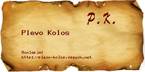 Plevo Kolos névjegykártya